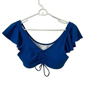 Bikini Top Blue Size Medium. NWOT. Blue. Flutter Sleeve